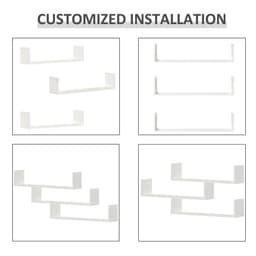 image-Set of 3 Wooden Floating Shelves Wall Mount CD DVD Display White HOMCOM