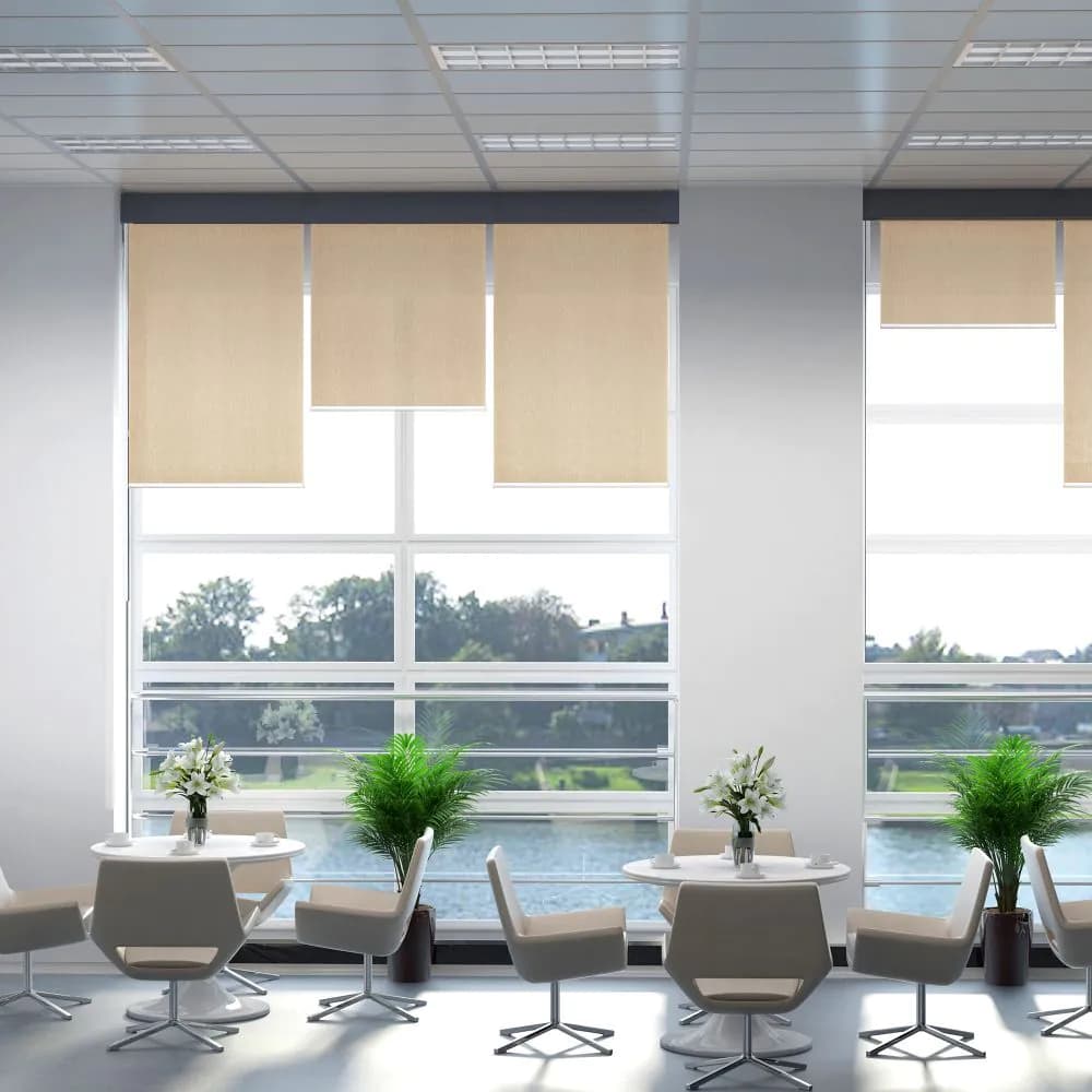 image-Electric Smart Roller Blinds for Windows with Remote, Brown, 120x180cm