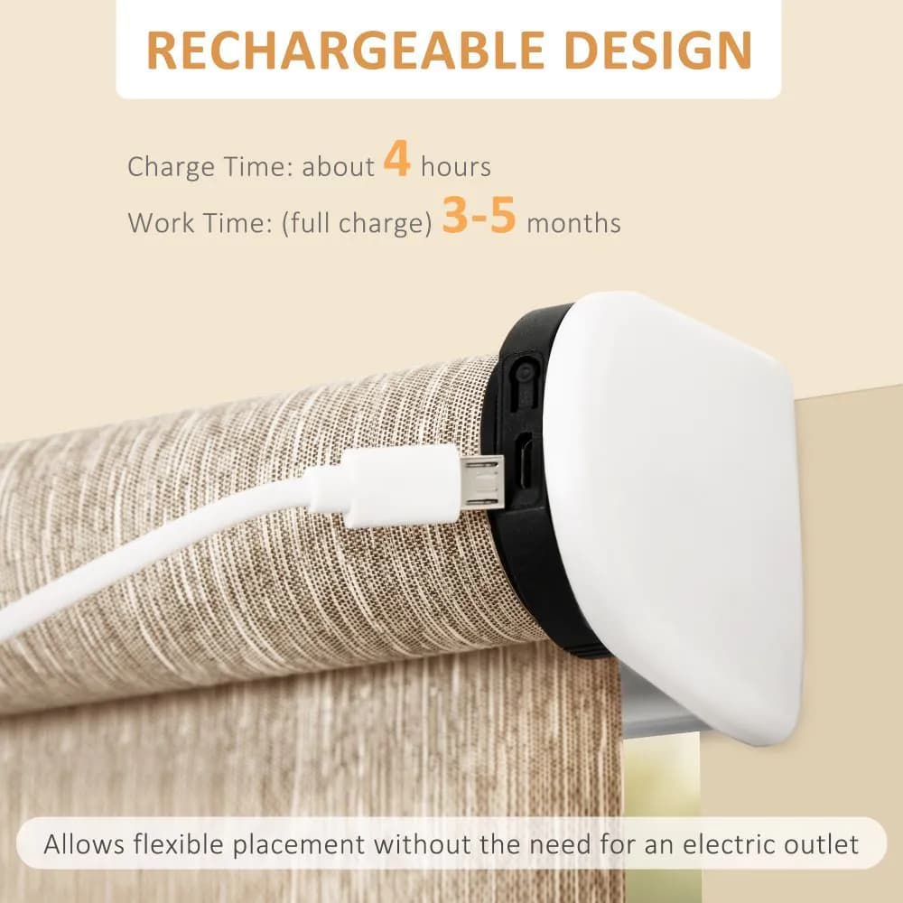 image-Electric Smart Roller Blinds for Windows with Remote, Brown, 120x180cm