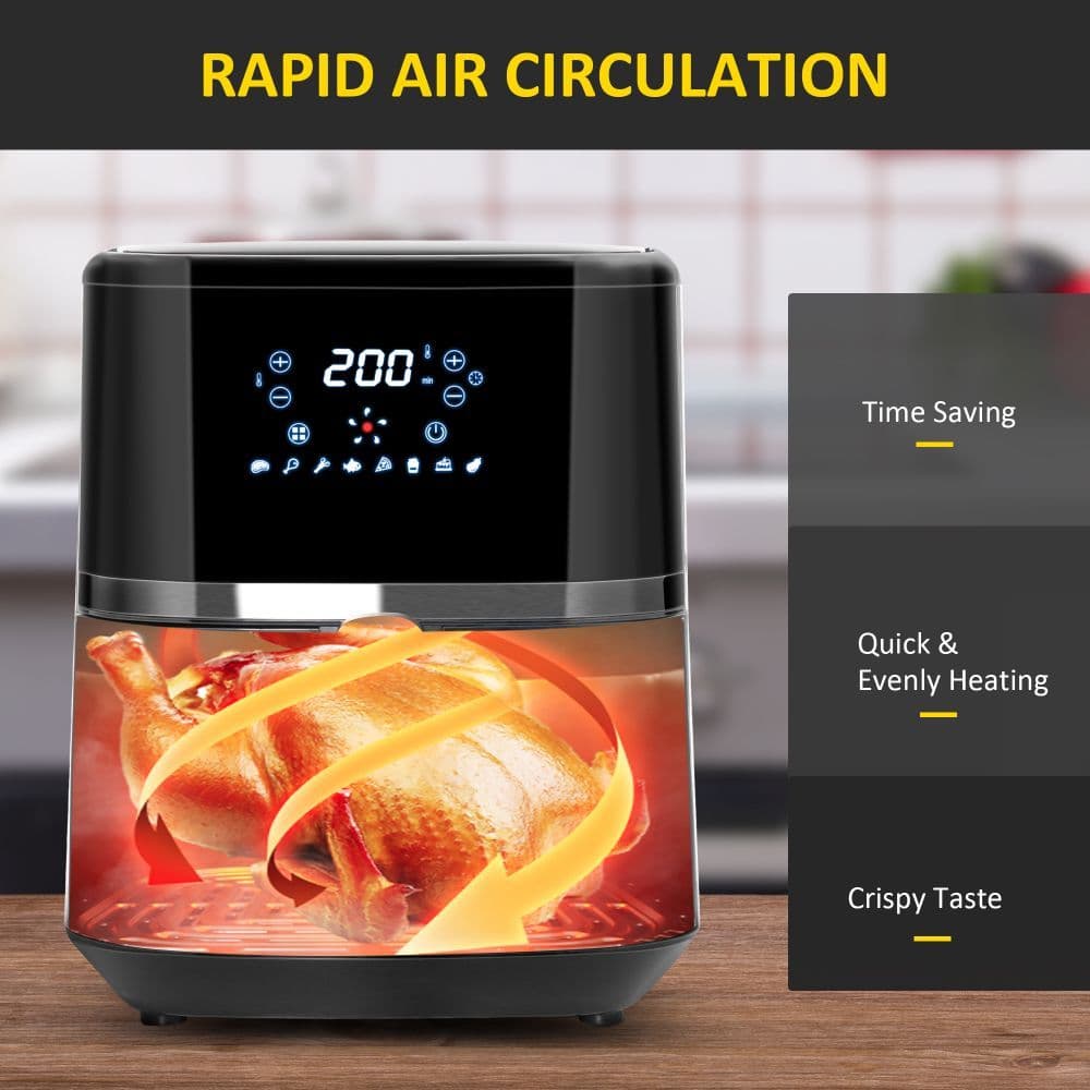 image-Air Fryer 4.5L 1500W with Digital Display Rapid Air Circulation Timer HOMCOM