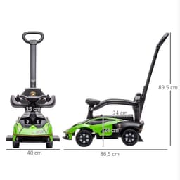 image-Lamborghini 2 in 1 Baby Ride on Push Car Toddler Push Along Car, Green