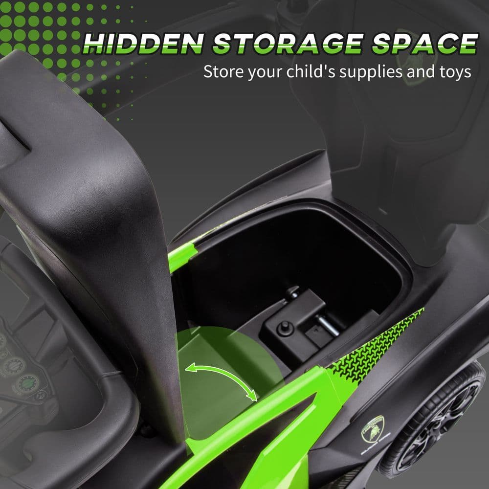 image-Lamborghini 2 in 1 Baby Ride on Push Car Toddler Push Along Car, Green