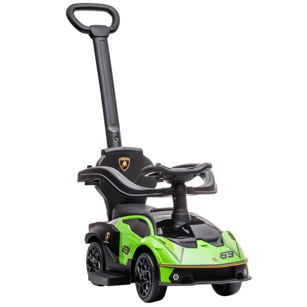 image-Lamborghini 2 in 1 Baby Ride on Push Car Toddler Push Along Car, Green