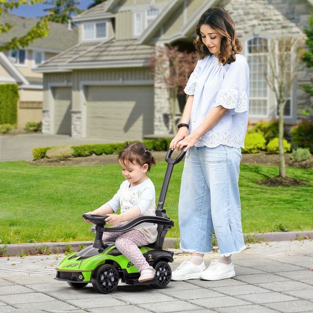 image-Lamborghini 2 in 1 Baby Ride on Push Car Toddler Push Along Car, Green
