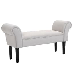 image-Elegant Flannelette Home End Bench Wood Legs Padding High Scrolled Ends