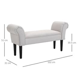 image-Elegant Flannelette Home End Bench Wood Legs Padding High Scrolled Ends