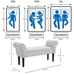 image-Elegant Flannelette Home End Bench Wood Legs Padding High Scrolled Ends