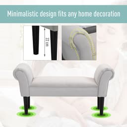 image-Elegant Flannelette Home End Bench Wood Legs Padding High Scrolled Ends