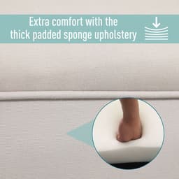 image-Elegant Flannelette Home End Bench Wood Legs Padding High Scrolled Ends
