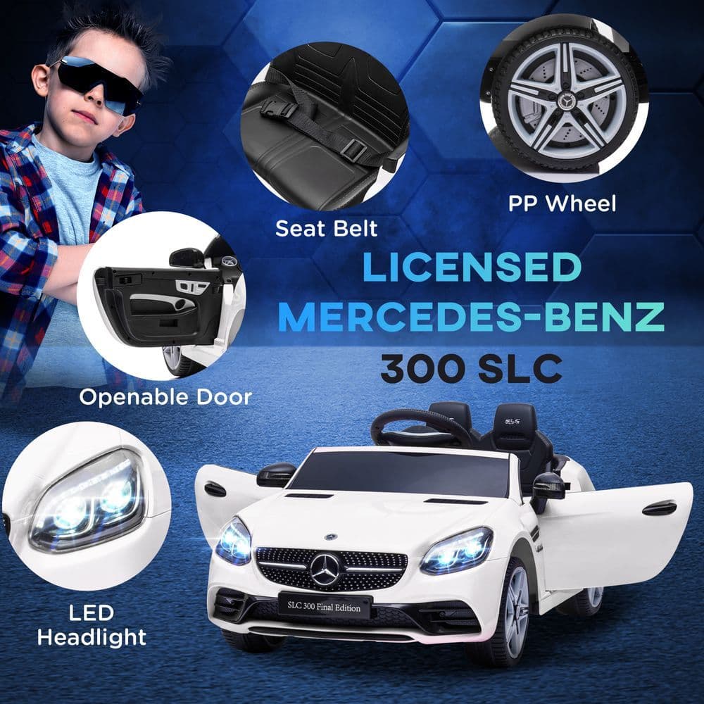 image-Benz 12V Kids Electric Ride On Car W/ Remote Control Music White