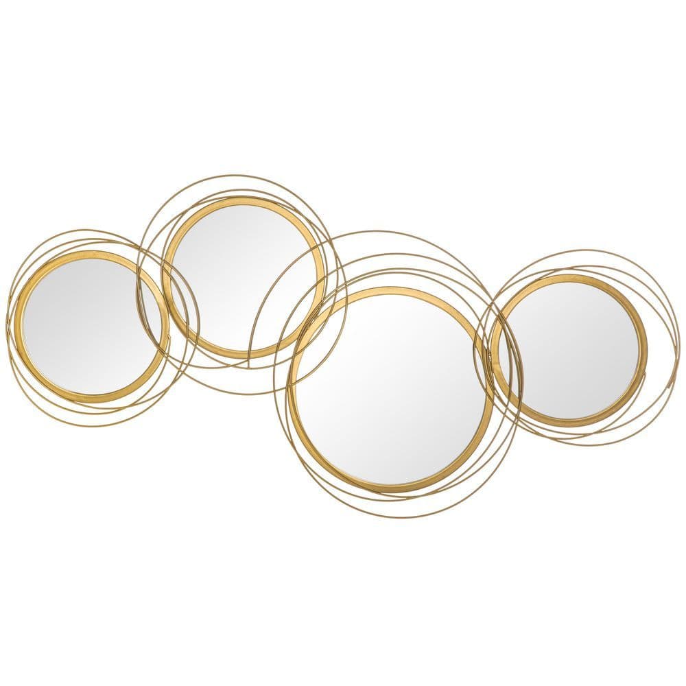 image-HOMCOM Metal Wall Art Decorative Mirror Decor Modern Wall Sculpture, Gold