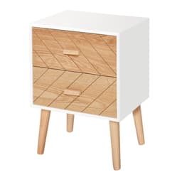 image-Nordic Style 2 Drawers Side Cabinet Wooden Bedside Table Storage Chest