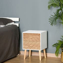 image-Nordic Style 2 Drawers Side Cabinet Wooden Bedside Table Storage Chest