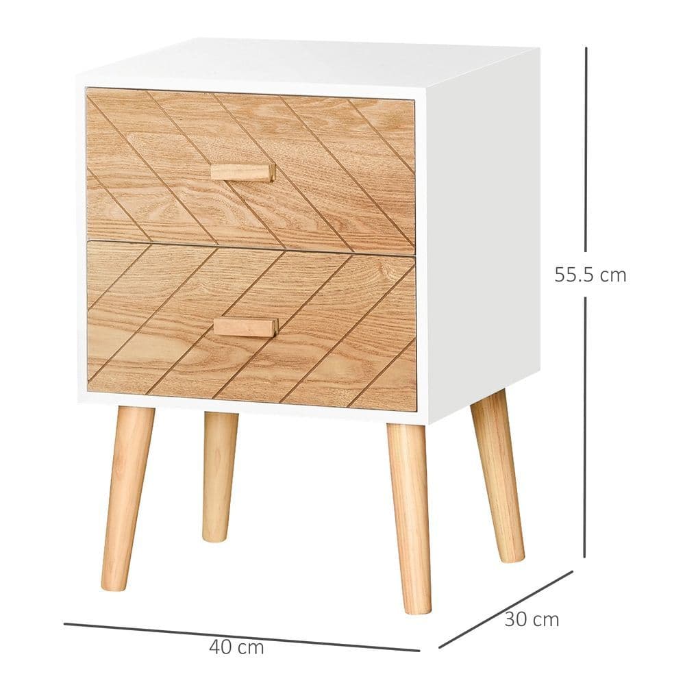 image-Nordic Style 2 Drawers Side Cabinet Wooden Bedside Table Storage Chest