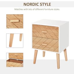image-Nordic Style 2 Drawers Side Cabinet Wooden Bedside Table Storage Chest