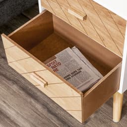 image-Nordic Style 2 Drawers Side Cabinet Wooden Bedside Table Storage Chest