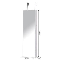 image-Hanging Mirrored Jewel Storage Cabinet Organiser Lockable w/6 LED White