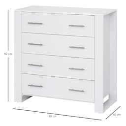 image-Chest Of 4 Drawers Home Storage Clothes Cabinet Metal Handles White