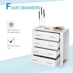 image-Chest Of 4 Drawers Home Storage Clothes Cabinet Metal Handles White