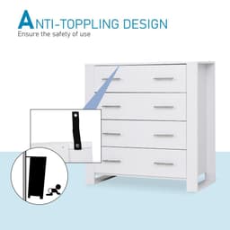 image-Chest Of 4 Drawers Home Storage Clothes Cabinet Metal Handles White