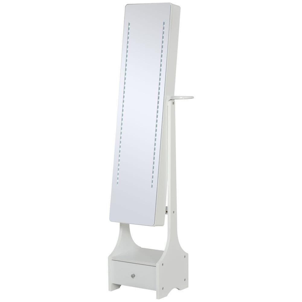 image-Freestanding Jewellery Storage Mirror Armoire LED Lights Hooks Drawer