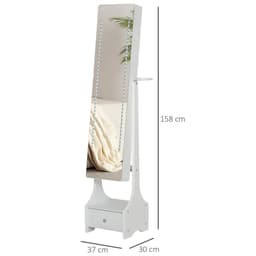 image-Freestanding Jewellery Storage Mirror Armoire LED Lights Hooks Drawer