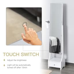 image-Freestanding Jewellery Storage Mirror Armoire LED Lights Hooks Drawer