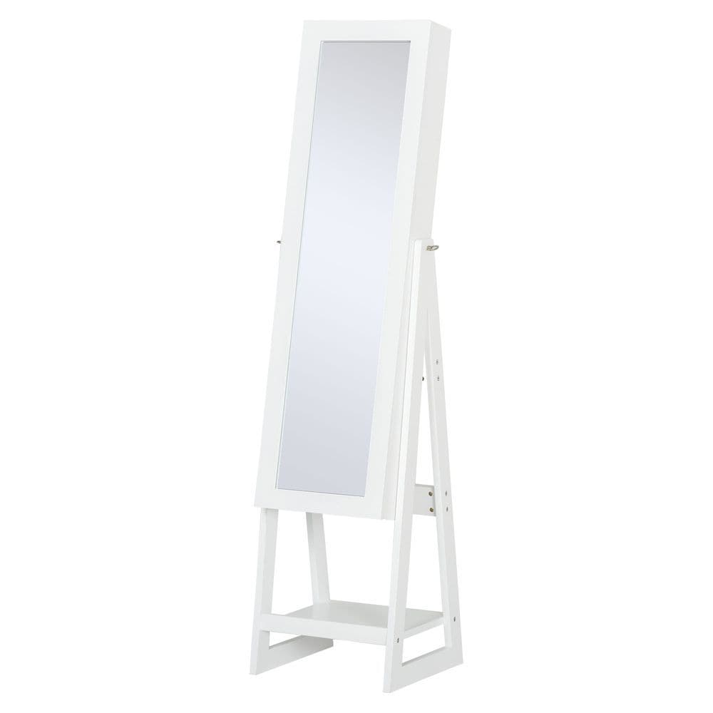 image-Freestanding Jewellery Storage Armoire 2 Mirrors Drawers Hooks Lights