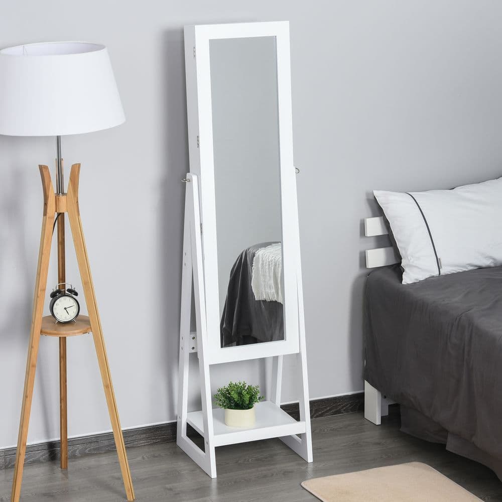 image-Freestanding Jewellery Storage Armoire 2 Mirrors Drawers Hooks Lights