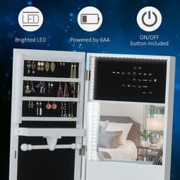 image-Freestanding Jewellery Storage Armoire 2 Mirrors Drawers Hooks Lights