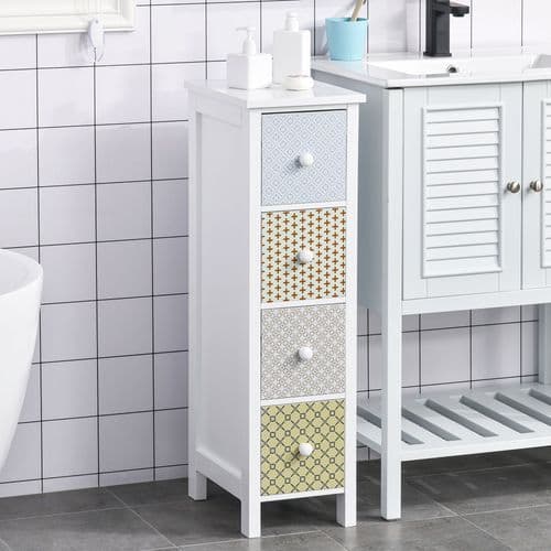 image-HOMCOM Drawer Cabinet, 4 Drawer Storage Organizer Unit Bathroom Bedroom