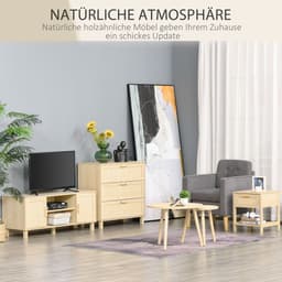 image-Bedside Table Nightstand W/ Rattan Drawer Storage Shelf Bedroom Living Room