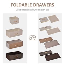image-HOMCOM Closet Dresser, Dresser Tower With 5 Linen Fabric Drawers Steel Frame
