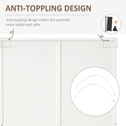 image-2-Door Wardrobe w/ Adjustable Shelf 3 Drawers for Bedroom, 180cm, White