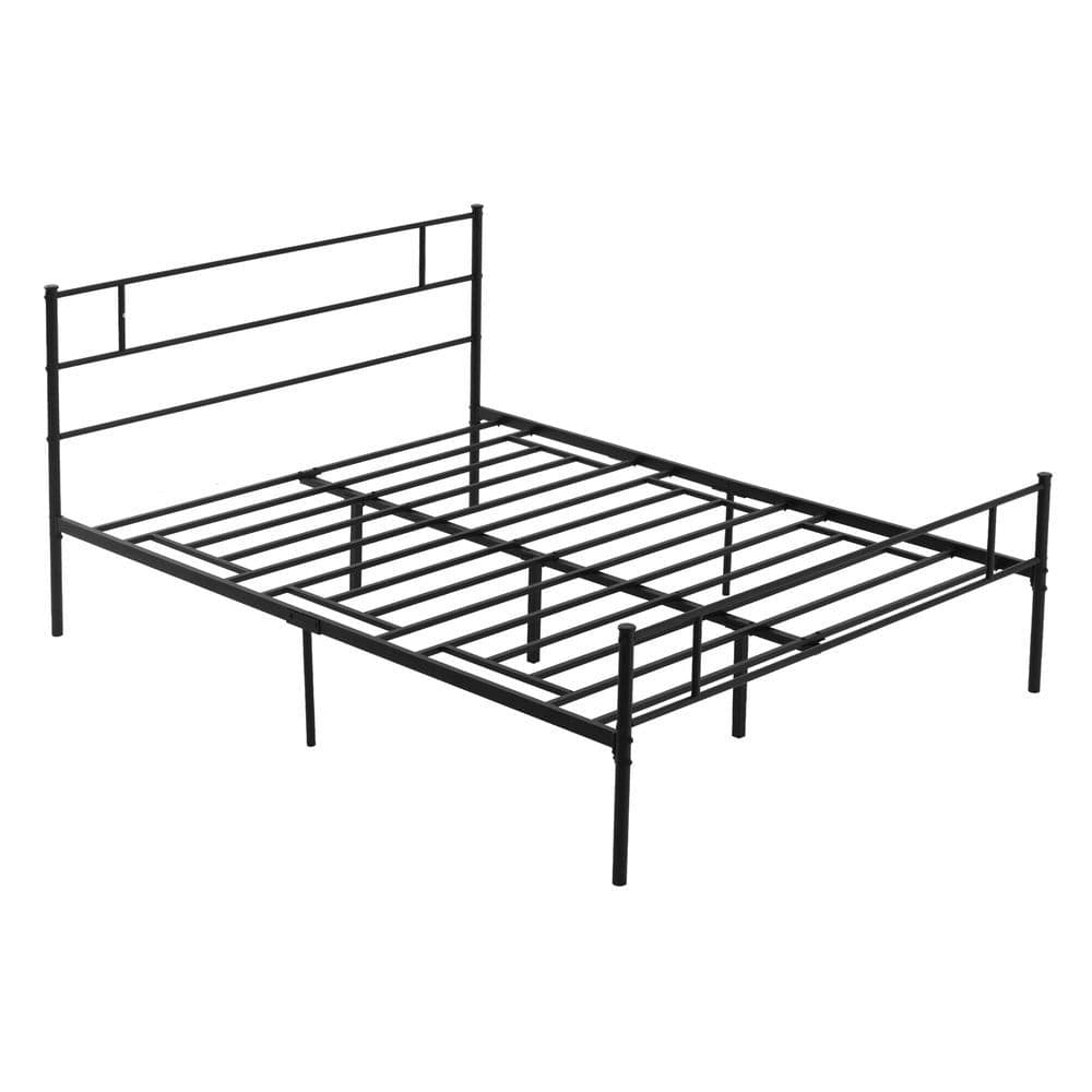 image-HOMCOM King Metal Bed Frame w/ Headboard and Footboard