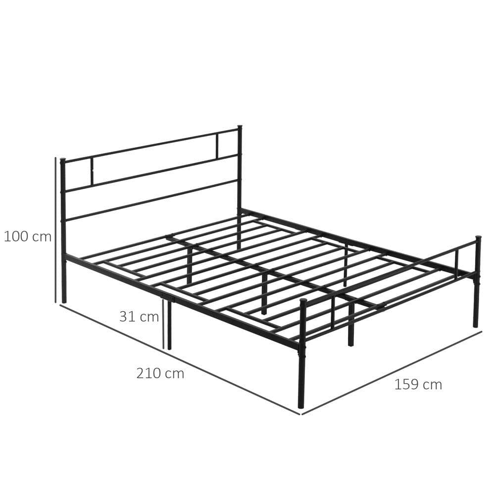 image-HOMCOM King Metal Bed Frame w/ Headboard and Footboard