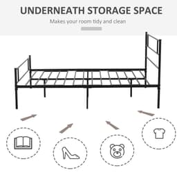 image-HOMCOM King Metal Bed Frame w/ Headboard and Footboard