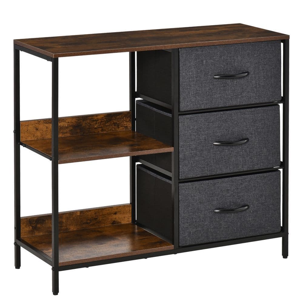 image-HOMCOM Chest Dresser with 3 Drawers Storage Cabinet Organizer, Black