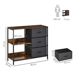 image-HOMCOM Chest Dresser with 3 Drawers Storage Cabinet Organizer, Black