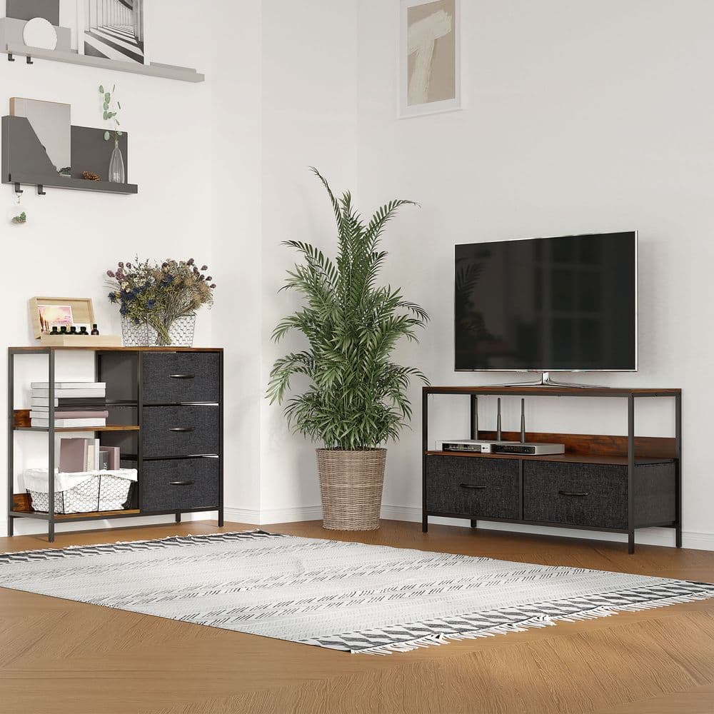 image-HOMCOM Chest Dresser with 3 Drawers Storage Cabinet Organizer, Black