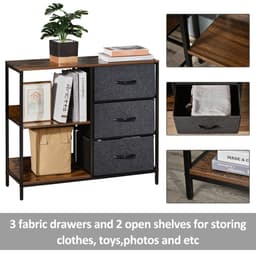 image-HOMCOM Chest Dresser with 3 Drawers Storage Cabinet Organizer, Black