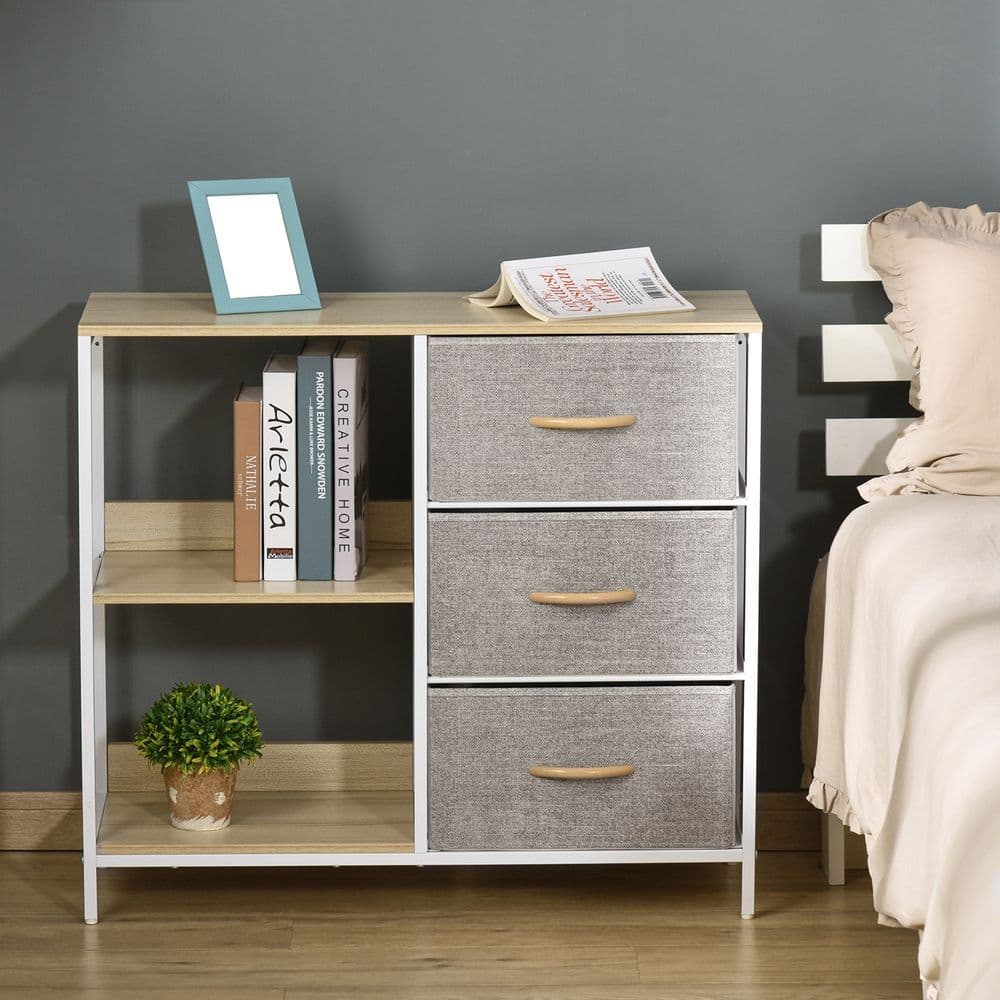 image-Chest Dresser with 3 Drawers Storage Cabinet Organizer, Beige