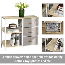 image-Chest Dresser with 3 Drawers Storage Cabinet Organizer, Beige