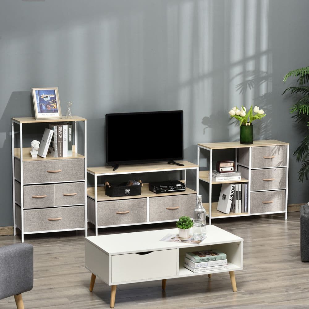 image-Chest Dresser with 3 Drawers Storage Cabinet Organizer, Beige