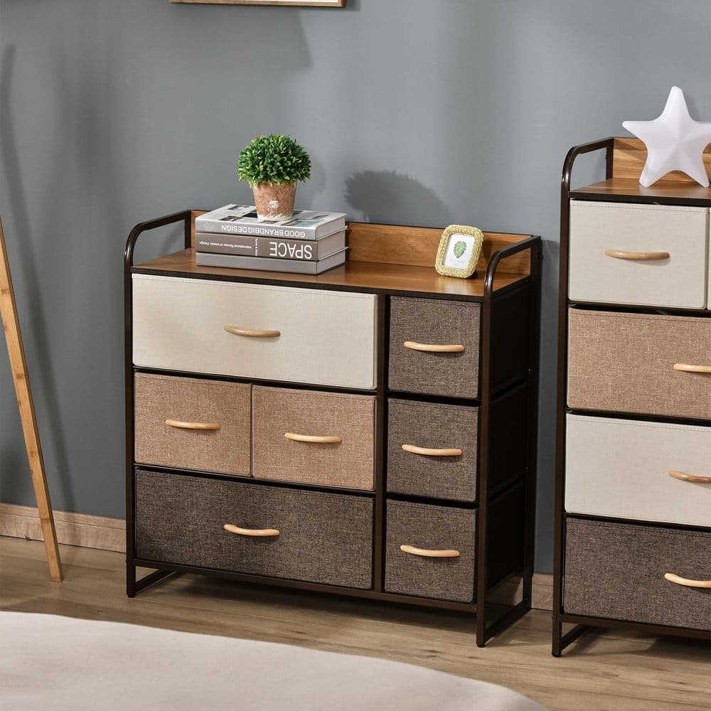 image-HOMCOM 7-Drawer Dresser, Fabric Chest of Drawers, Storage Organizer