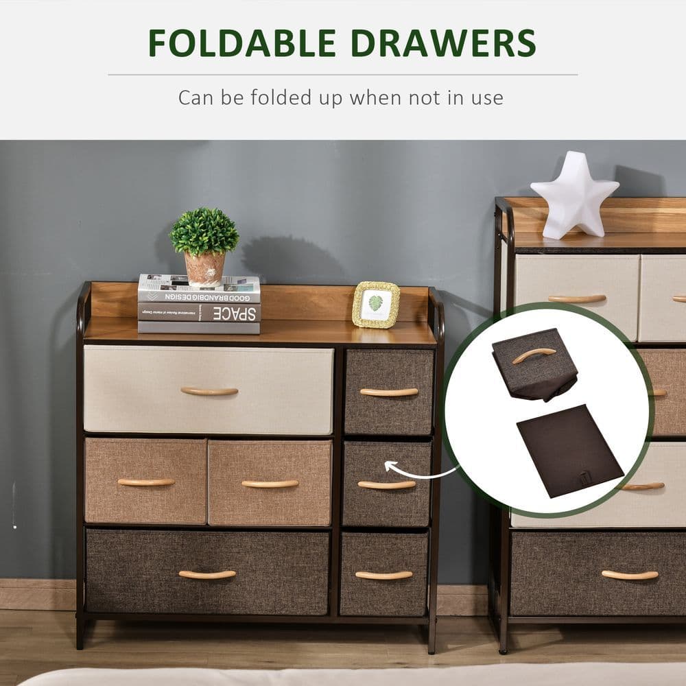 image-HOMCOM 7-Drawer Dresser, Fabric Chest of Drawers, Storage Organizer