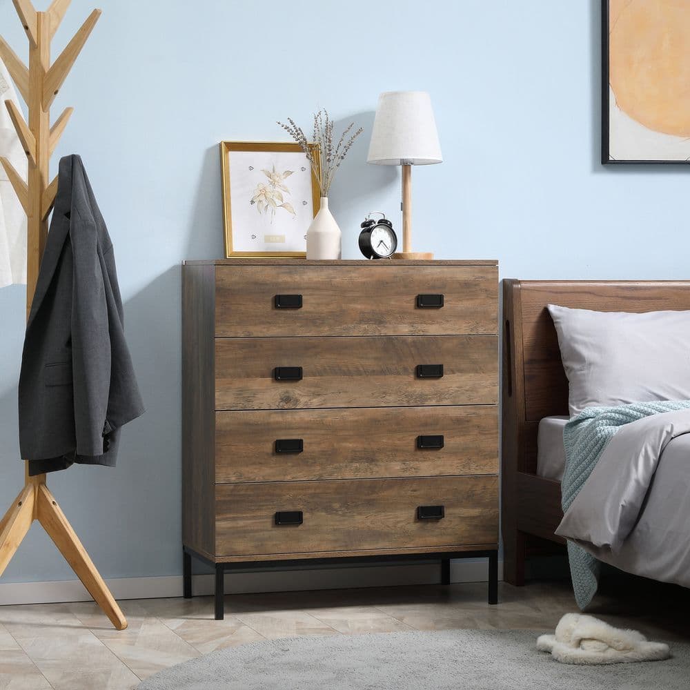 image-Chest of Drawers, 4 Drawer Unit Storage Chest Bedroom Living Room