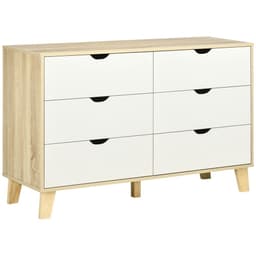 image-Chest of Drawers, 6 Drawer Unit Storage Chest Bedroom White and Brown