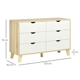 image-Chest of Drawers, 6 Drawer Unit Storage Chest Bedroom White and Brown