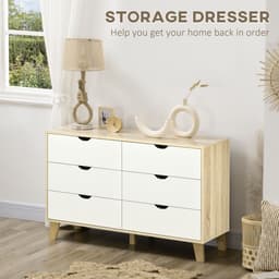 image-Chest of Drawers, 6 Drawer Unit Storage Chest Bedroom White and Brown